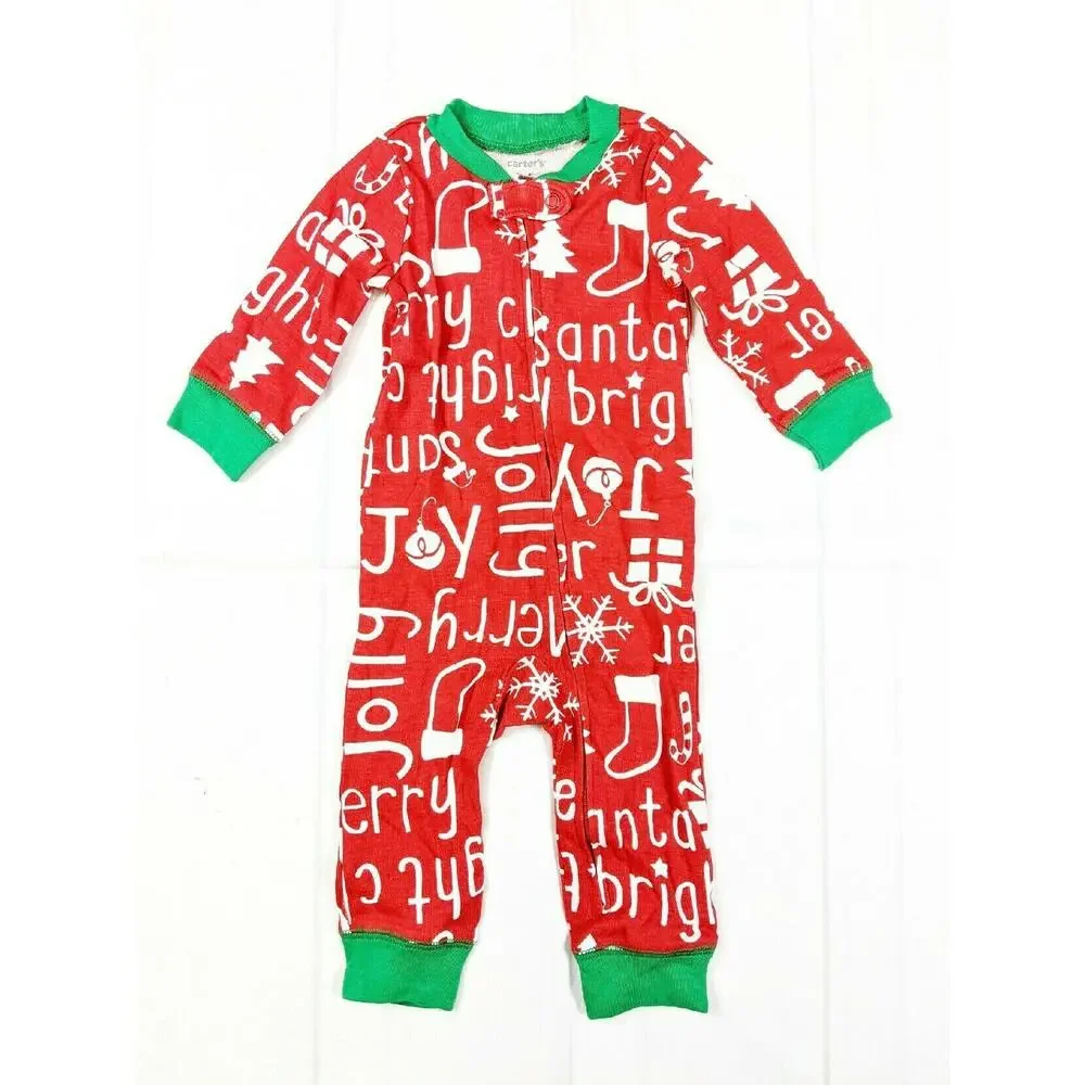 Carter's Red White & Green Holiday Words Pajamas